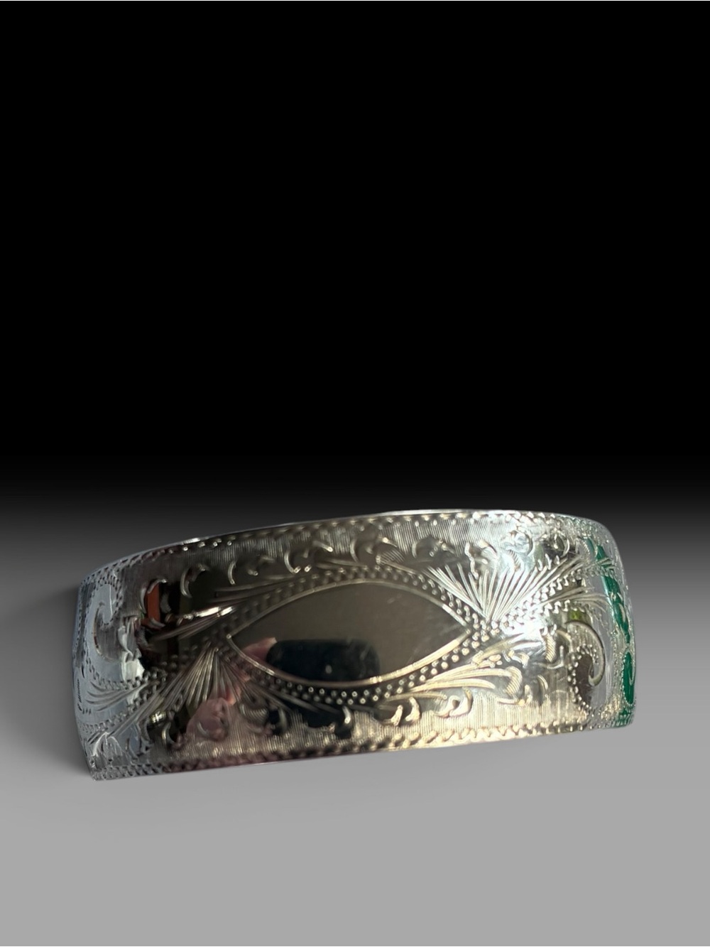 Hand-Engraved Sterling Silver Floral Cuff Bracelet - Women's Jewelry
